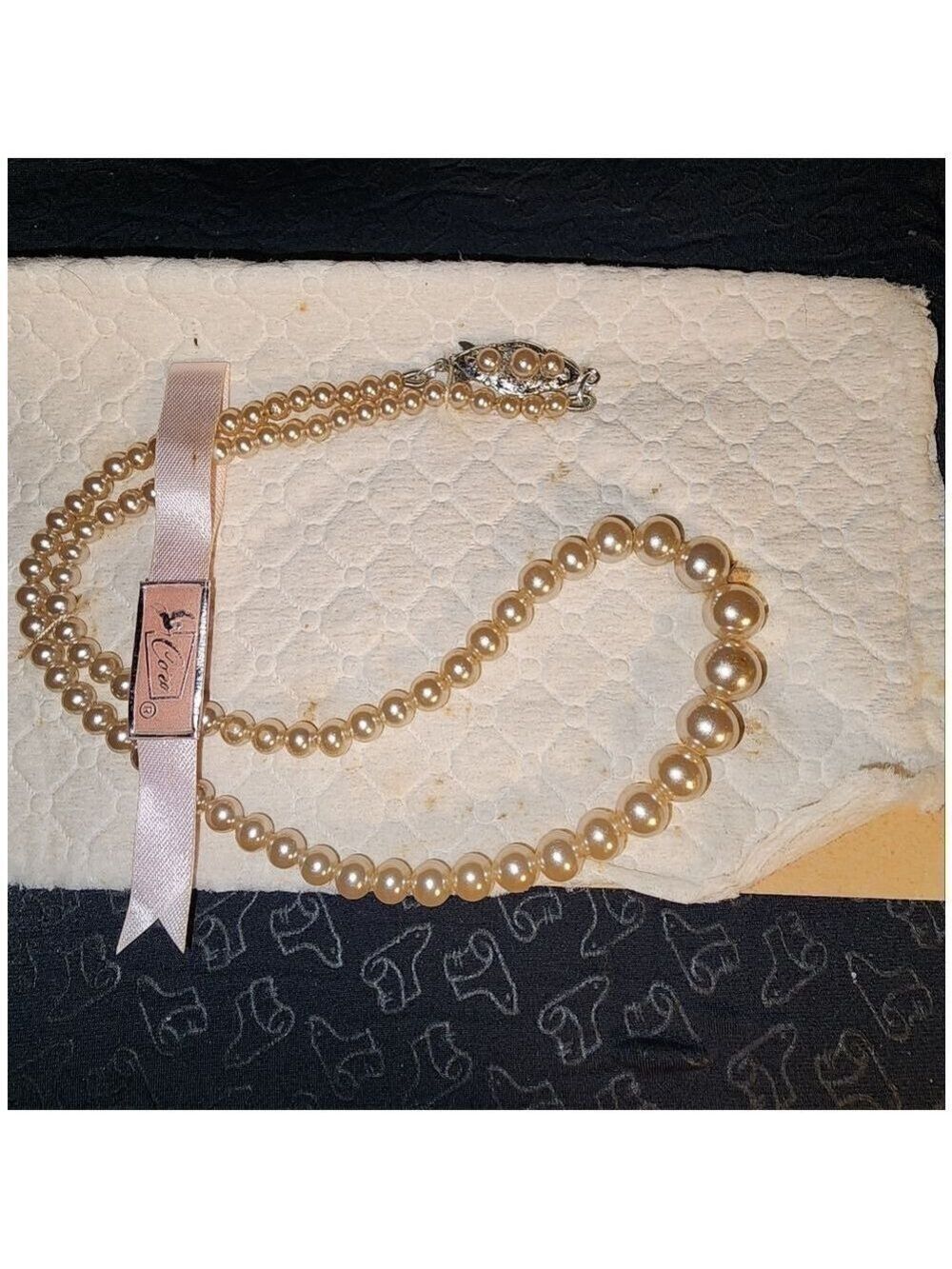 Vintage Coro Simulated Pearl Necklace Choker Japan NOS
